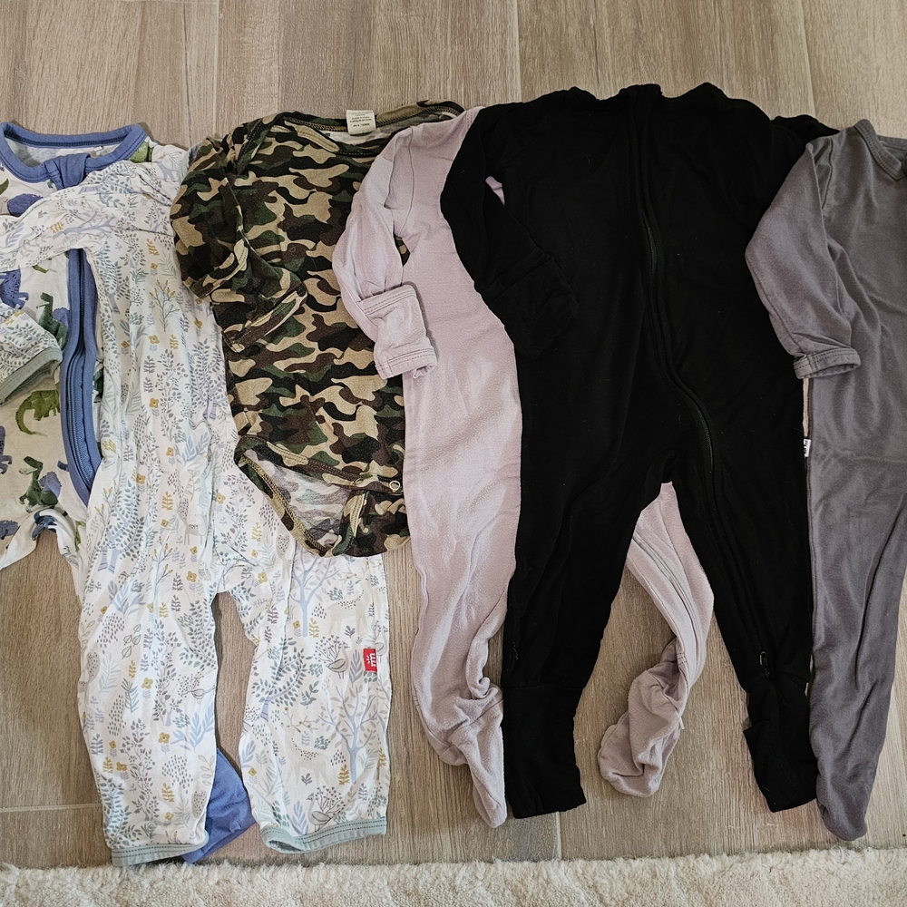 Lot Of 6 - Kyte, Little Sleepies, Magnetic Me, Larkspur, Assorted Bamboo Rompers